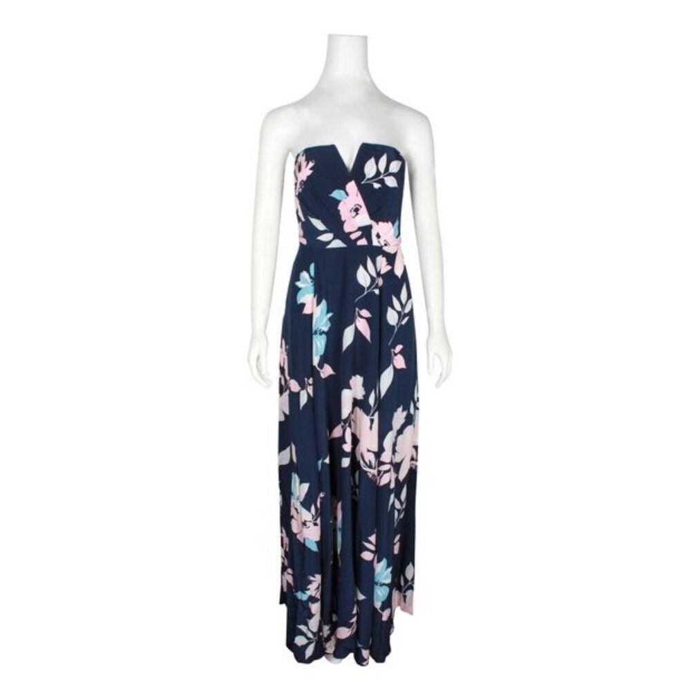 YUMI KIM Strapless Maxi Dress - Navy Floral - Size XS
